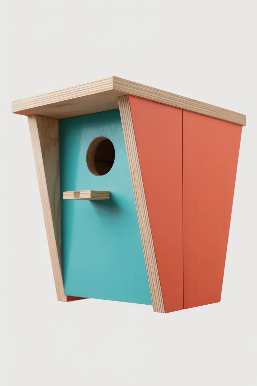 Modern Geometric Birdhouse in Bold Colors