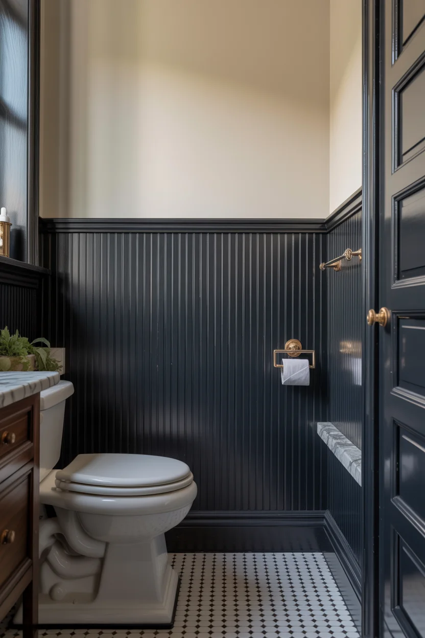 Black Beadboard Wainscoting