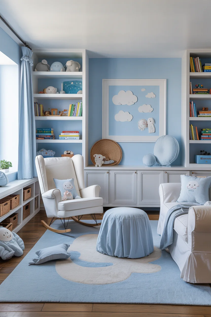 Baby Blue Nursery-to-Living Room Evolution