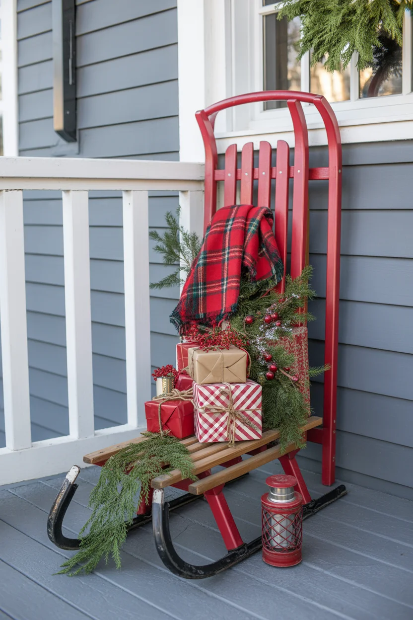 Rustic Wooden Sled Display