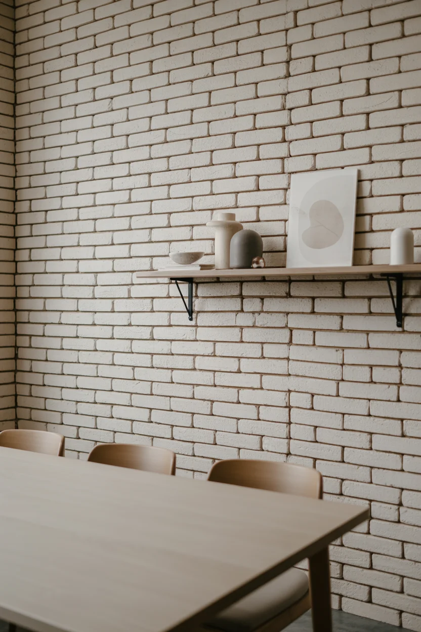 Whitewashed Brick Accent Wall