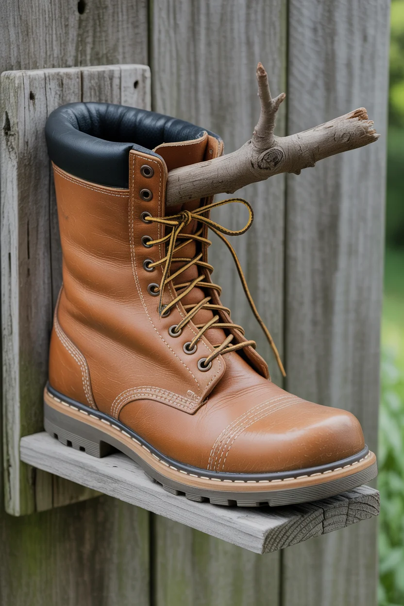 Repurposed Boot Birdhouse With Rustic Humor