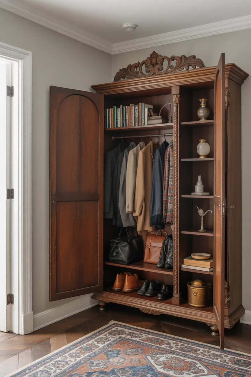 Use a Vintage Wardrobe as a Statement Entry Divider