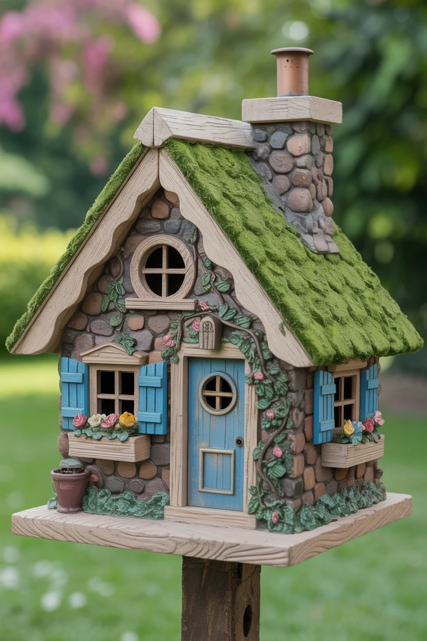 Fairy Tale Cottage Birdhouse With Storybook Charm