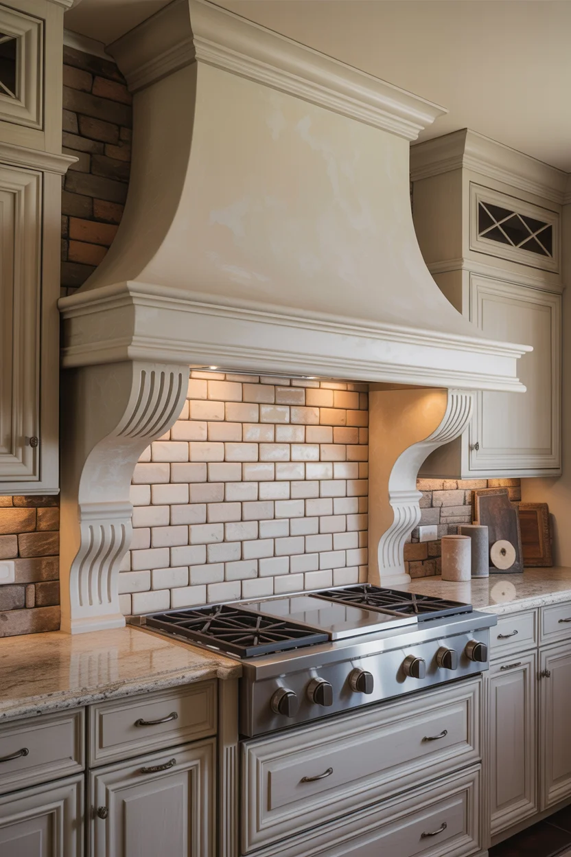 Rustic Range Hood with Stone or Plaster
