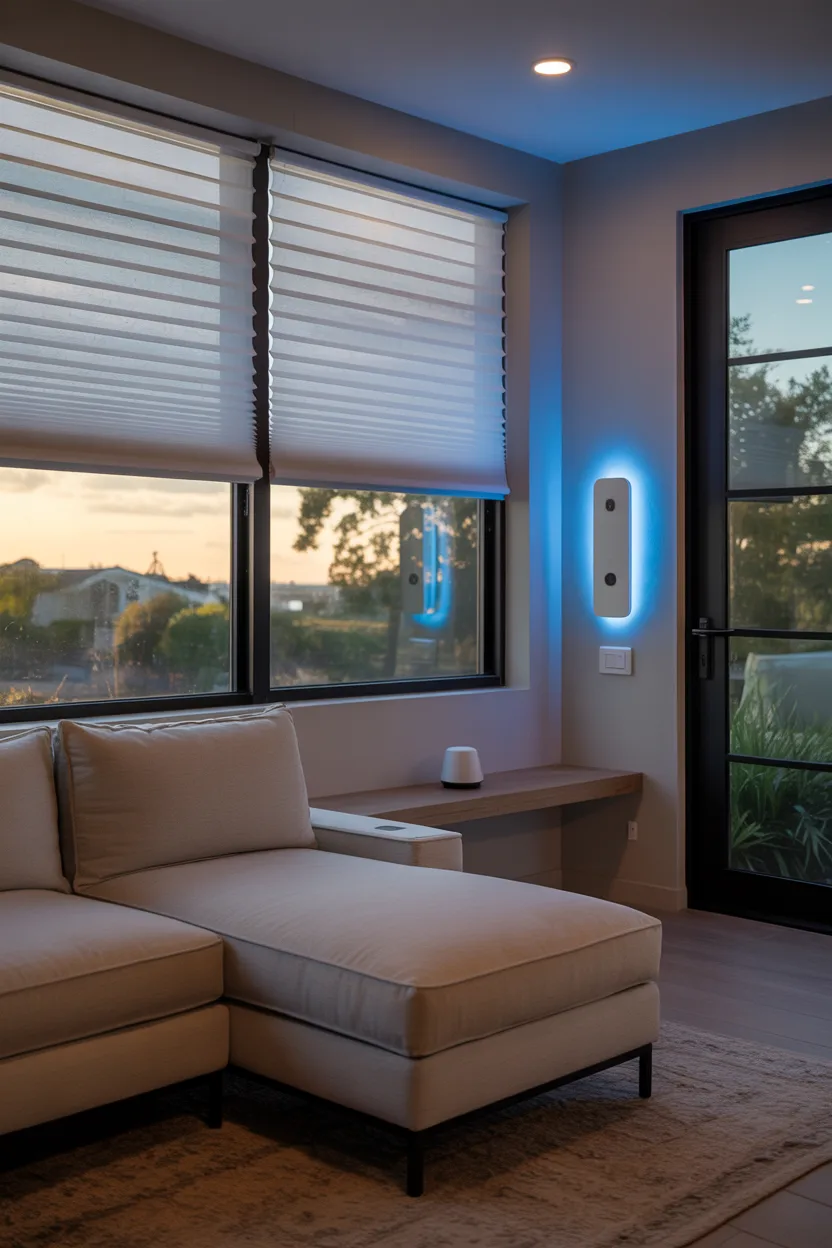 Sunroom With Smart Home Technology and Motorized Solar Shades