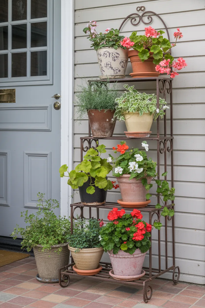 Colorful Tiered Plant Stand Display