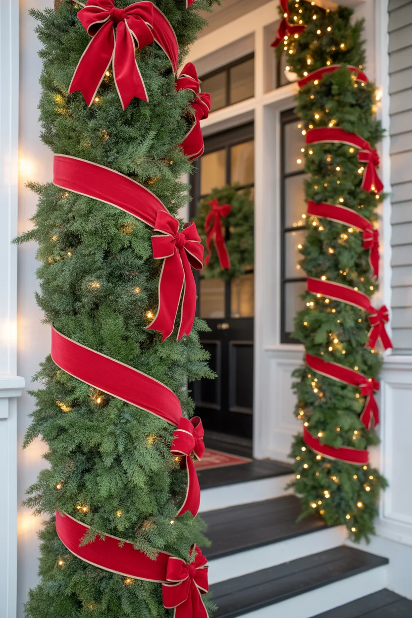 Elegant Garland-Wrapped Columns