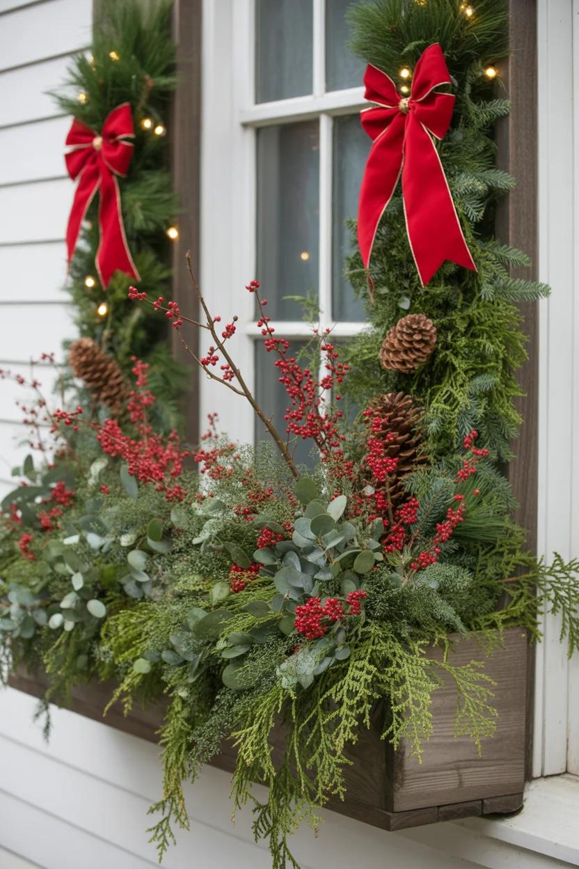Window Box Evergreen Arrangements