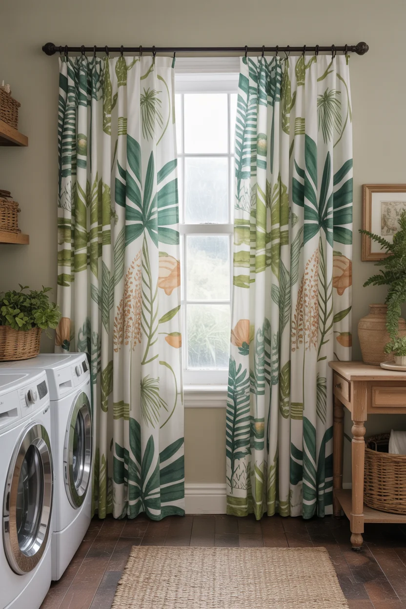 Botanical Green Printed Curtains