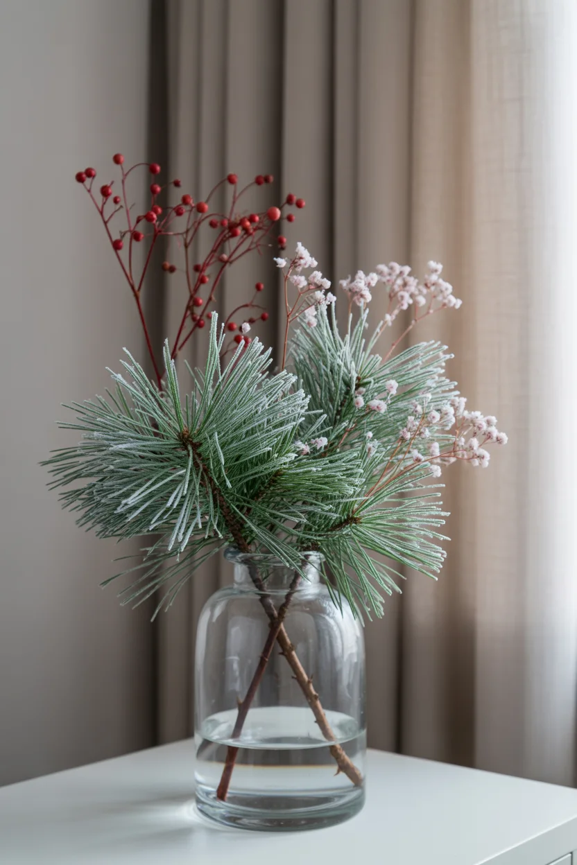 Frosted Pine and Berry Arrangements