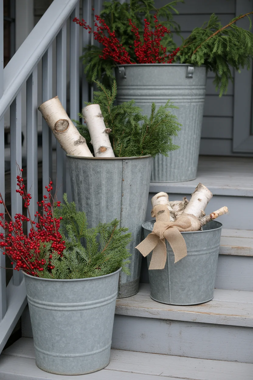 Farmhouse Galvanized Bucket Displays