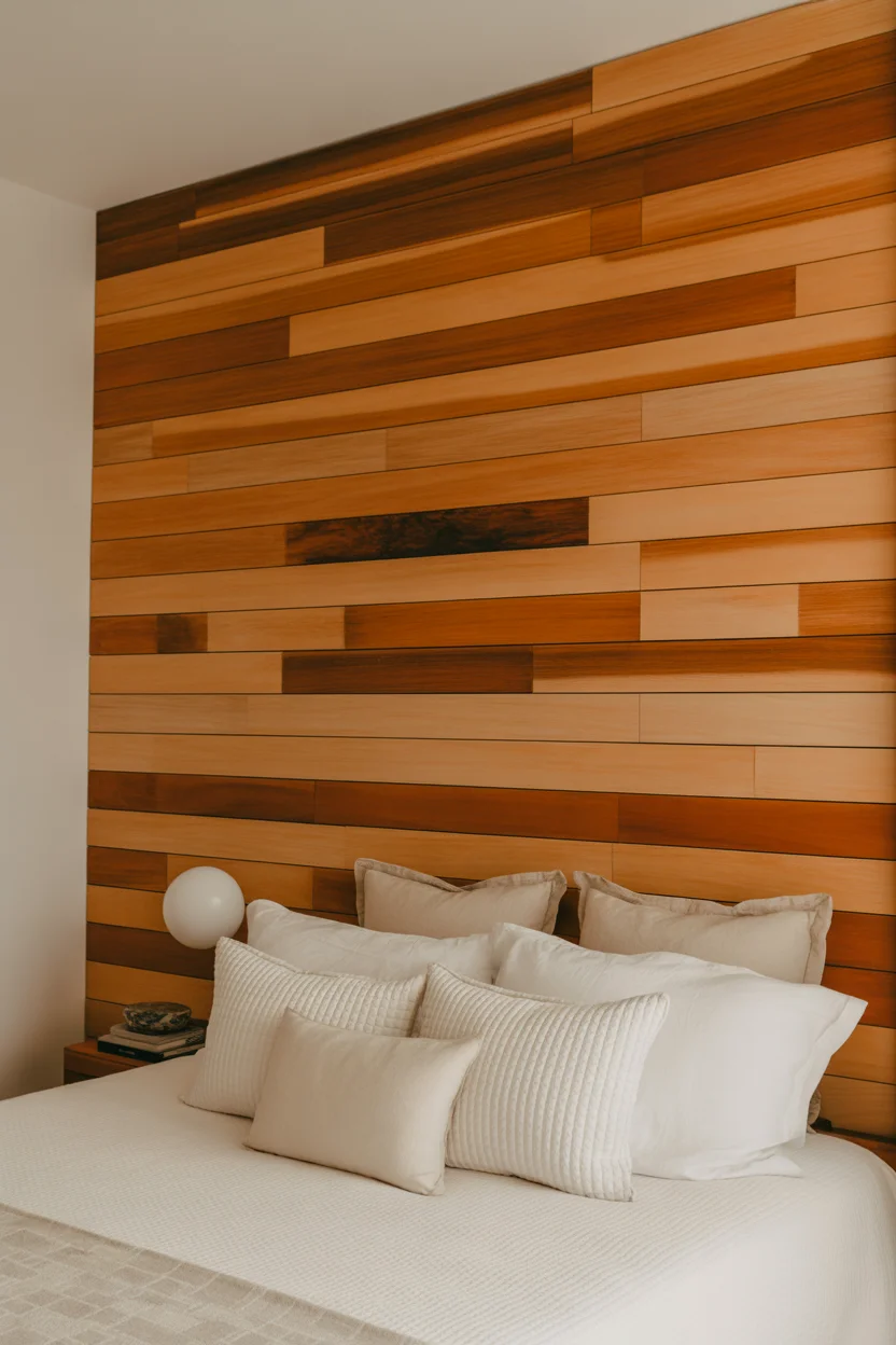Natural Wood Accent Wall for Warmth