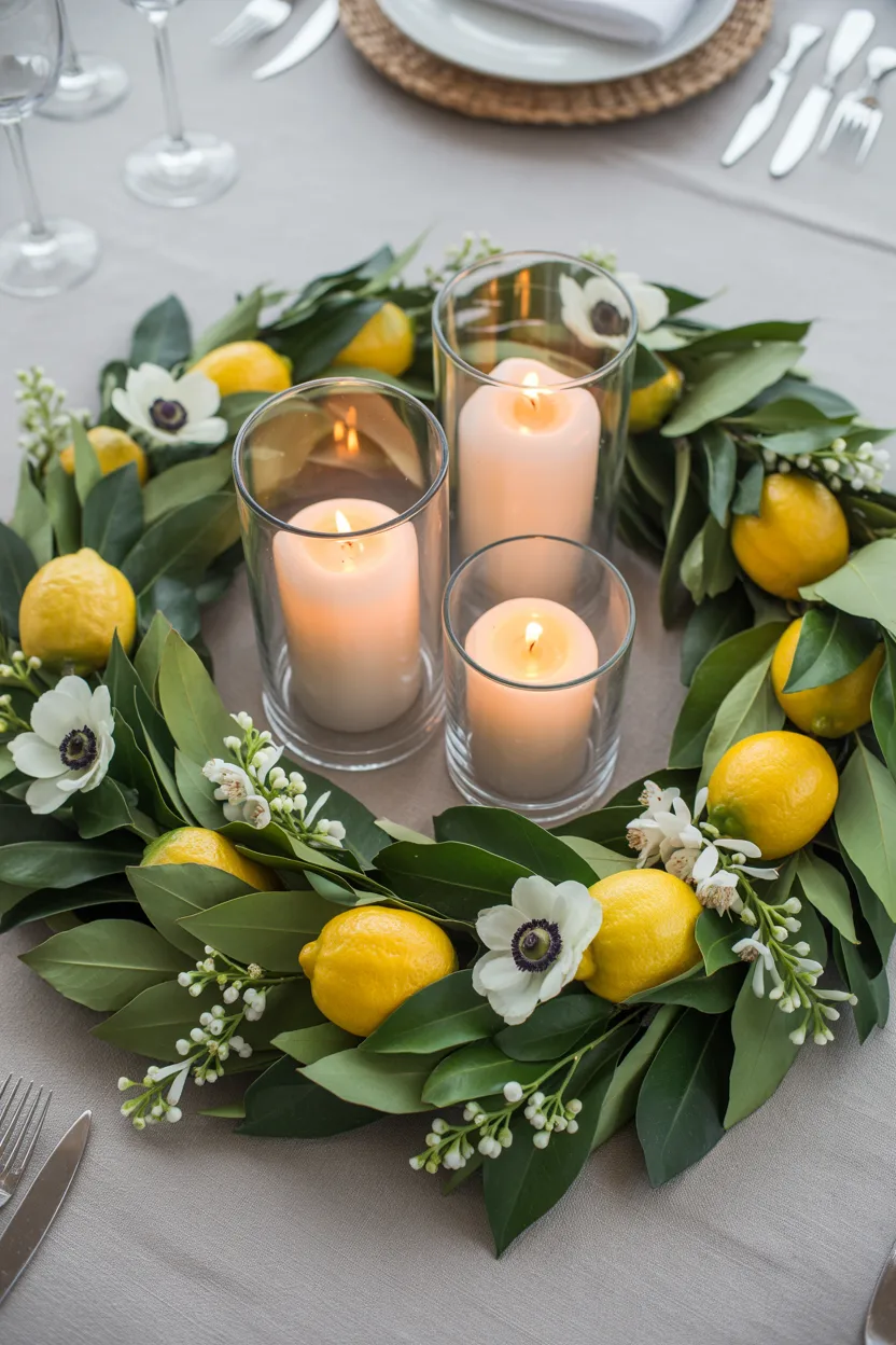 Lemon Wreath Centerpiece for Round Tables
