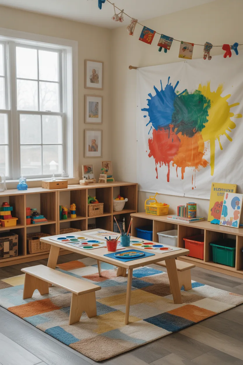 Sunroom Converted Into a Children's Play and Art Studio