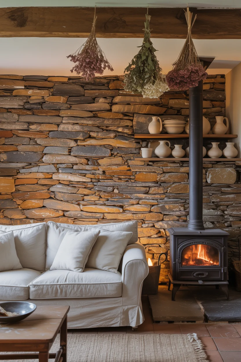 Exposed Natural Stone Feature Wall