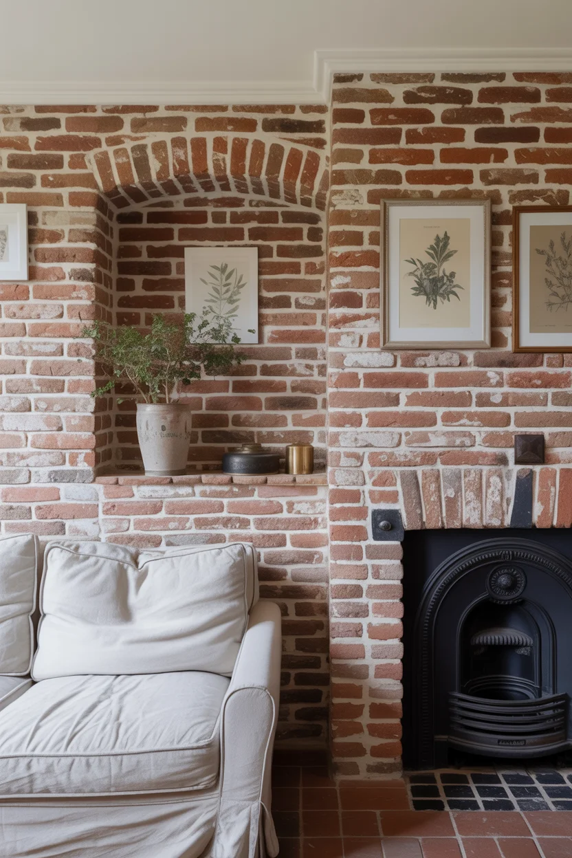 Lime-Washed Brick Interior Walls