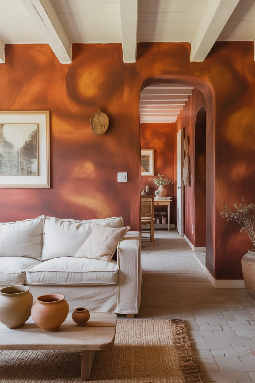 Warm Clay Painted Walls Throughout