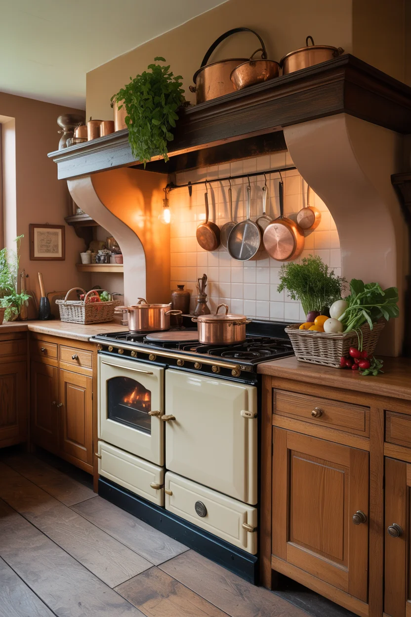 Kitchen With Wood Burning Range Cooker
