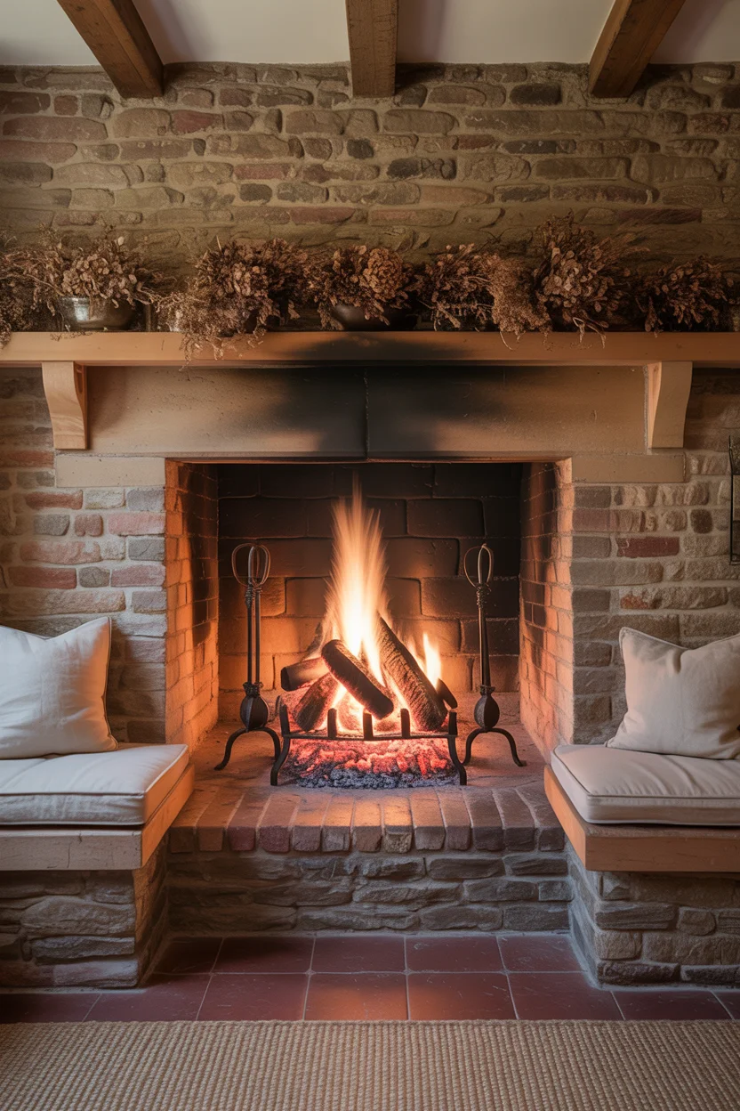 Inglenook Fireplace With Natural Stone Surround