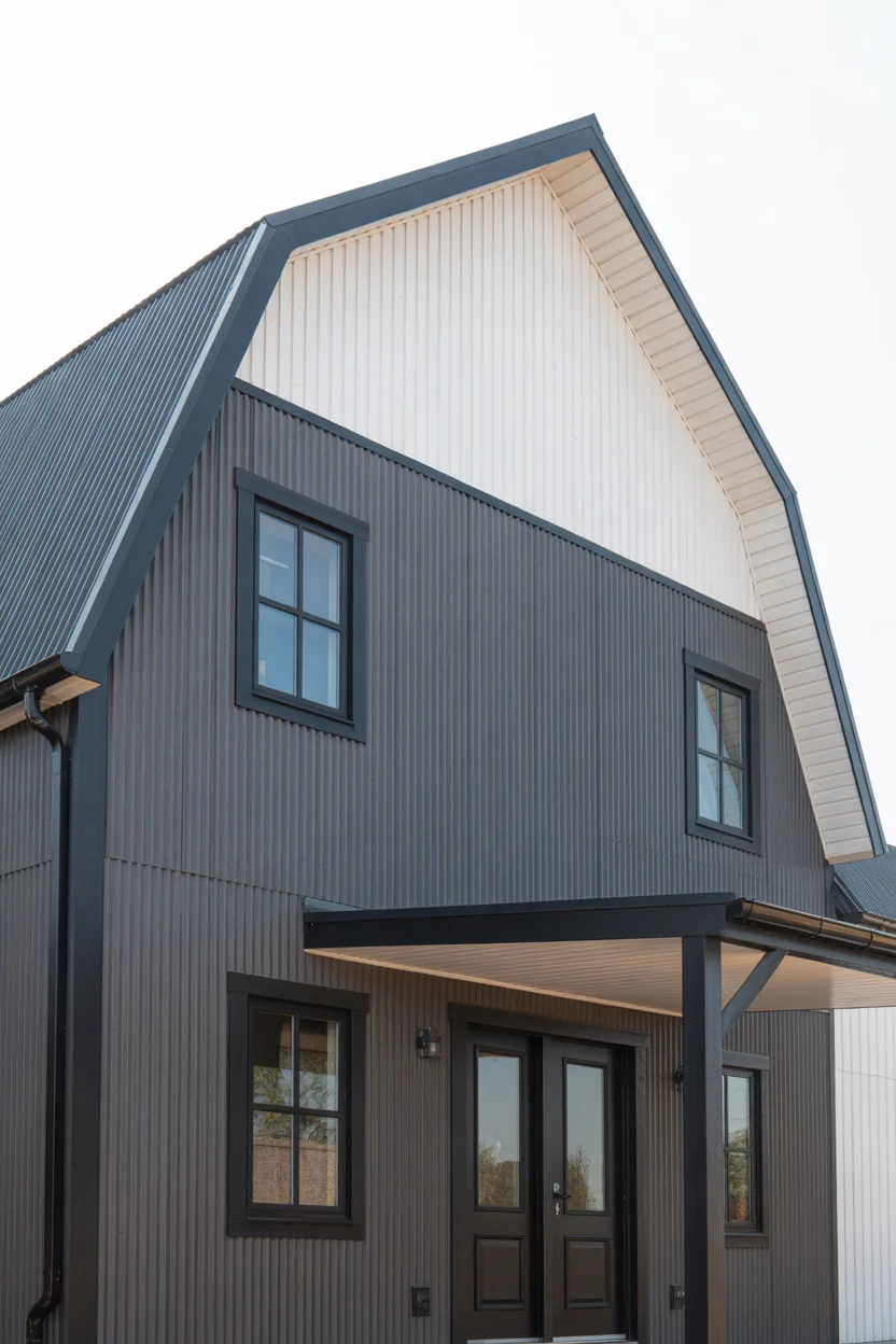 Two-Tone Gray and White Metal Exterior