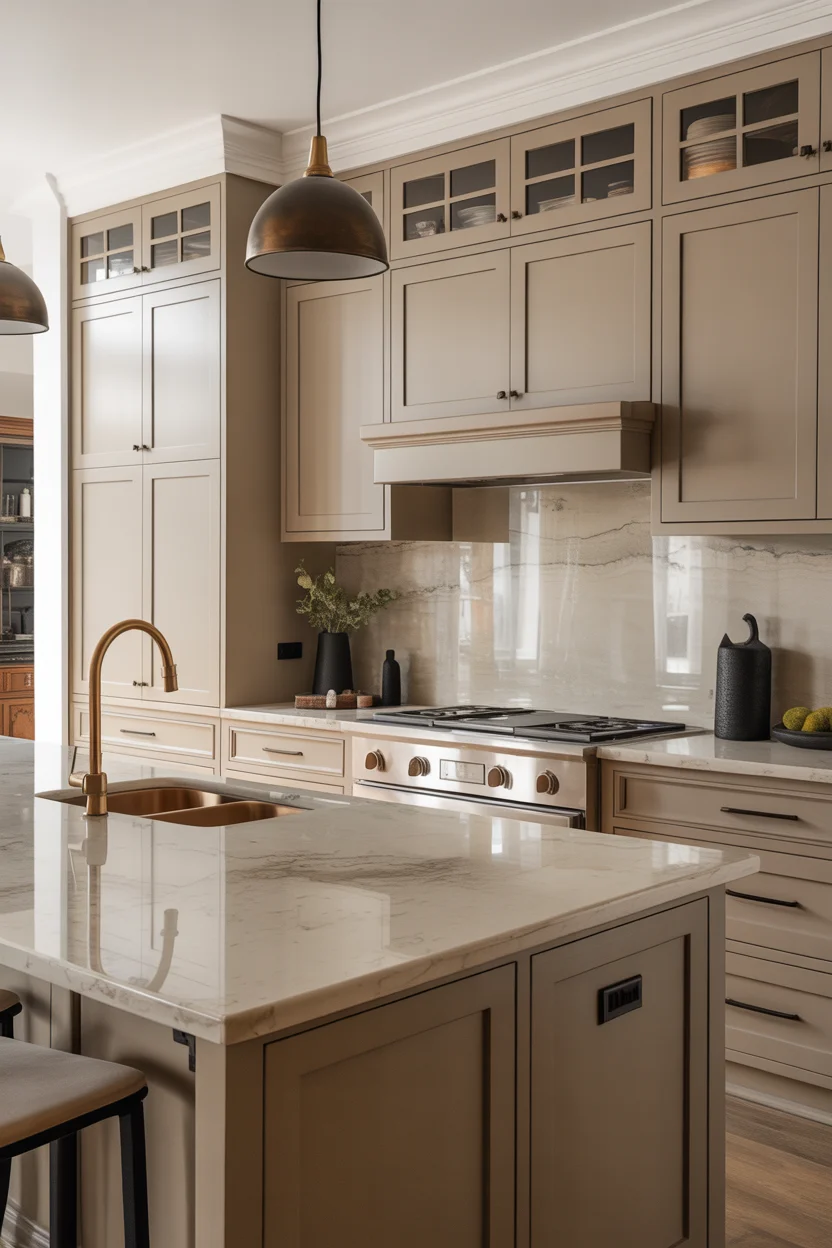 Warm Greige Cabinets Throughout