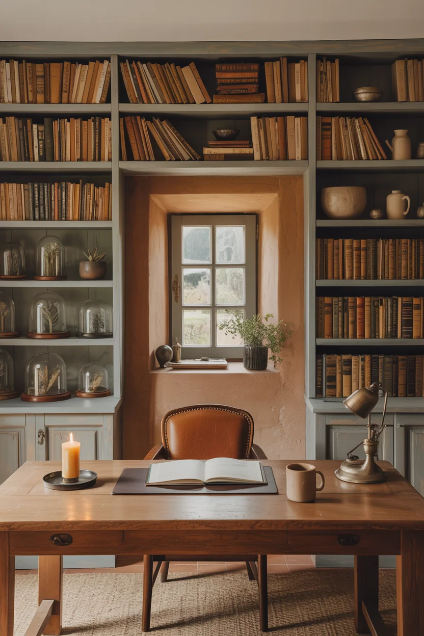 Study With Floor-to-Ceiling Bookshelves