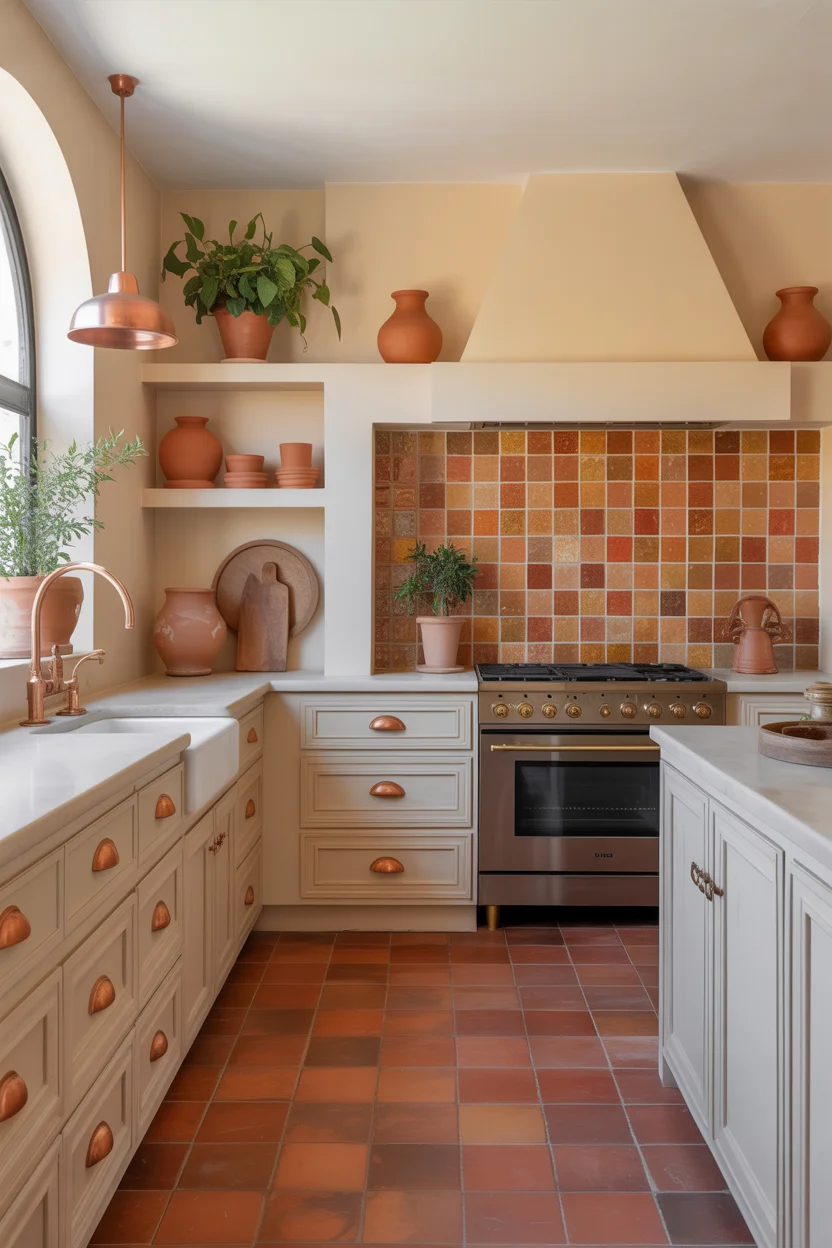 Warm Terracotta Accented Cream Kitchen