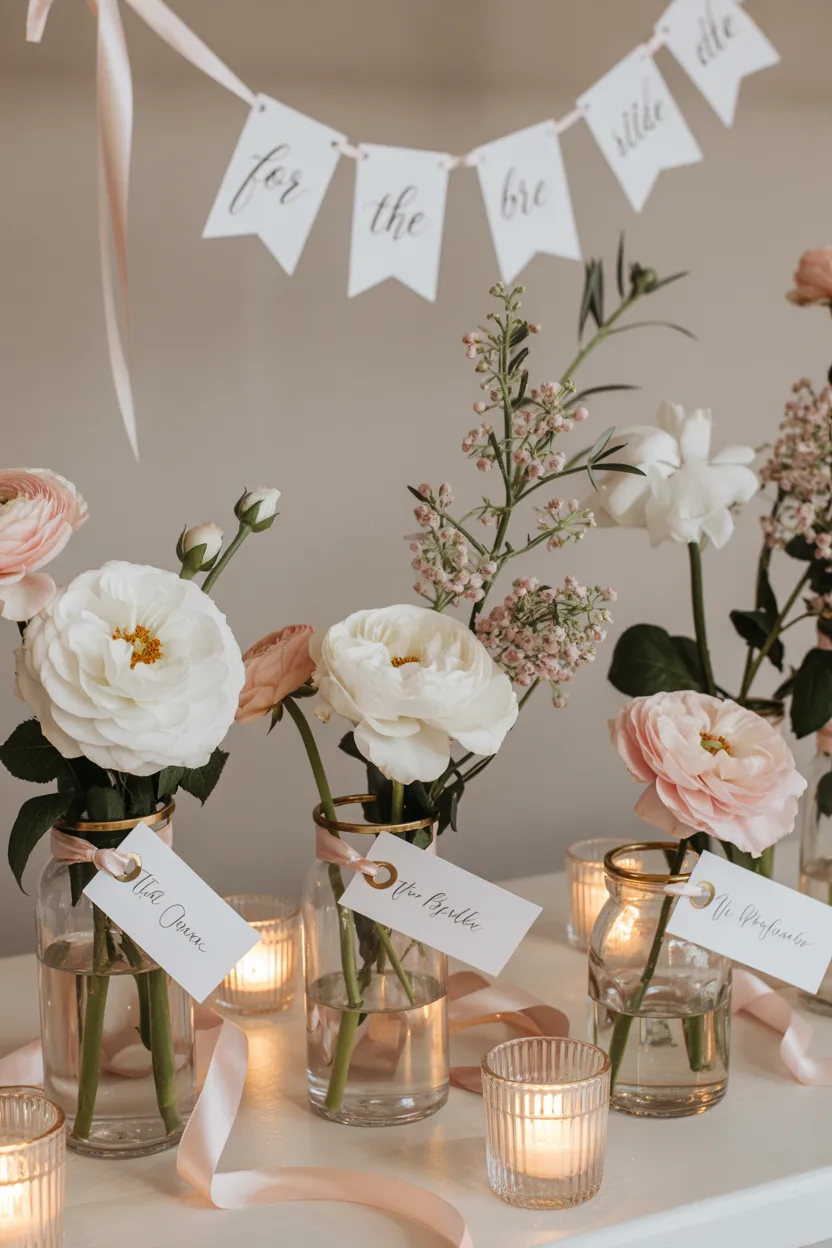  Bridal Shower Flower Bar with Personalized Cards