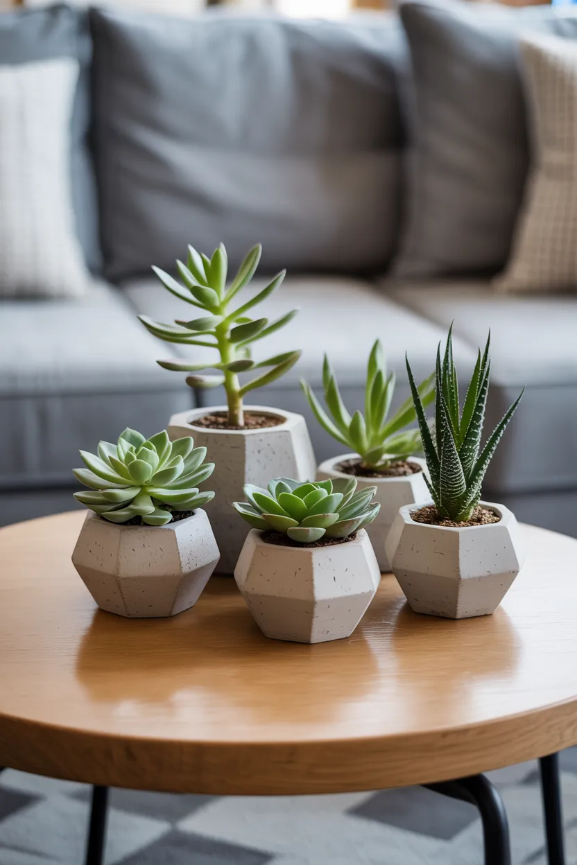 Use Clustering Succulents for Geometric Coffee Table Styling