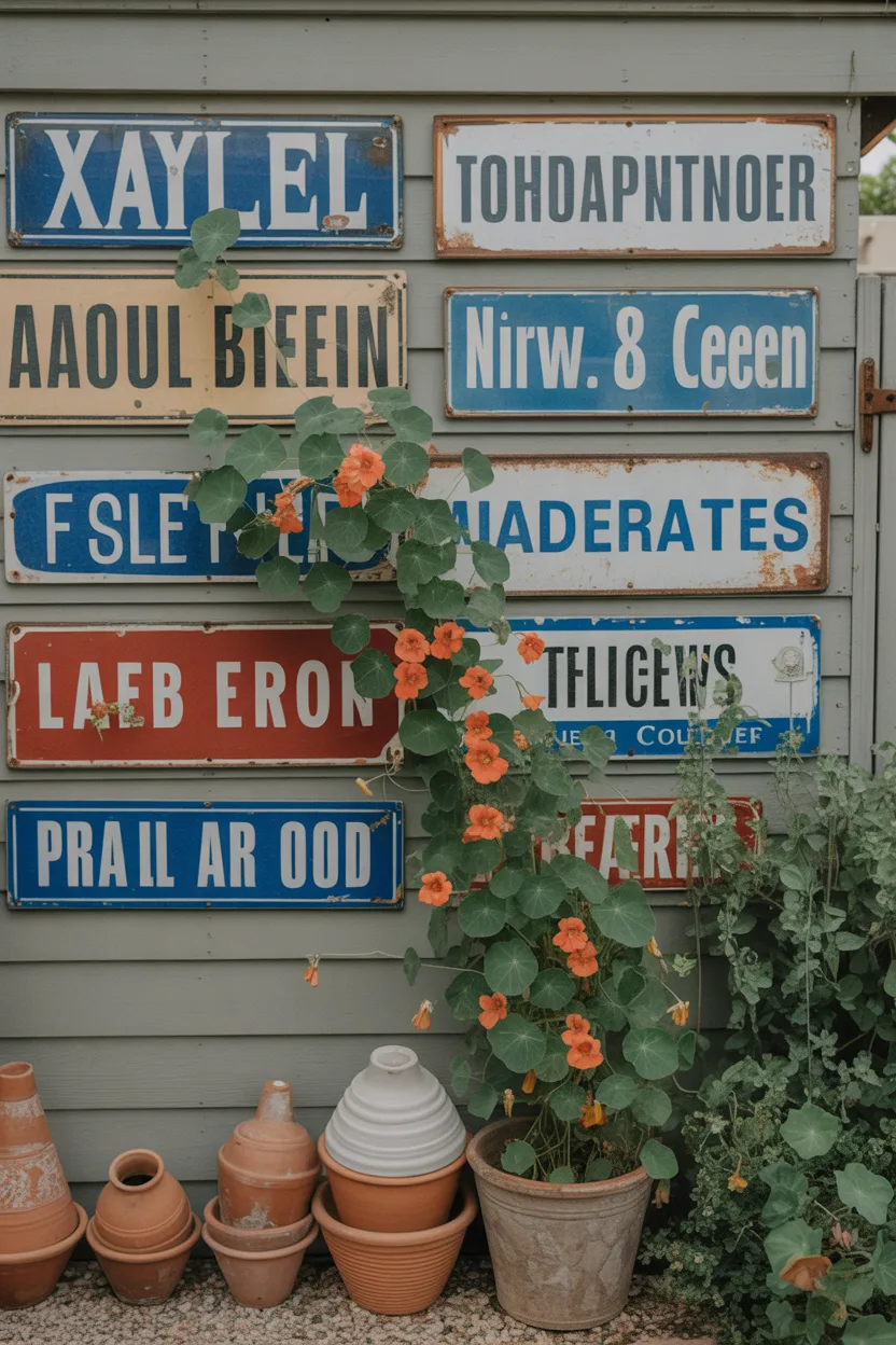 Vintage Enamel Sign Garden Wall Gallery