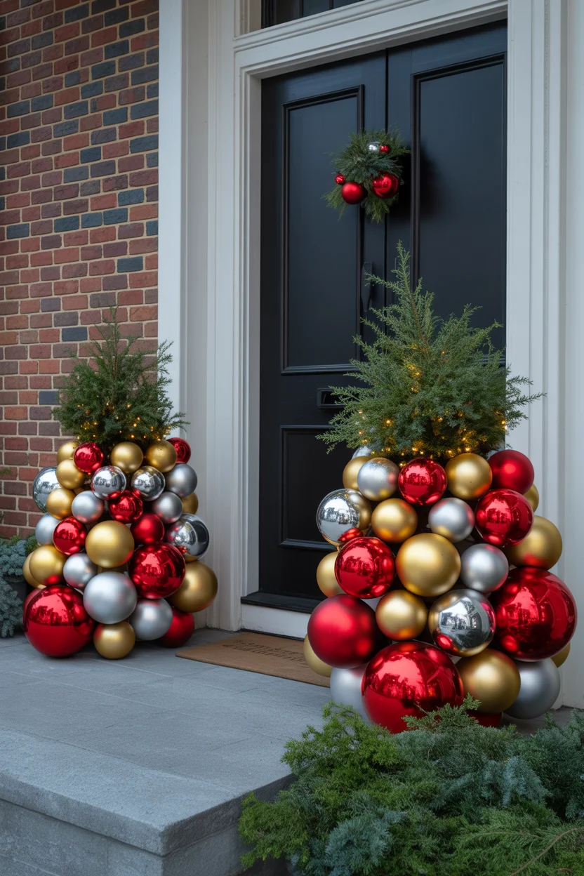 Oversized Ornament Display in Planters