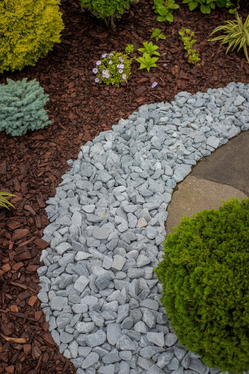 Add Contrast With Dark Mulch and Stone