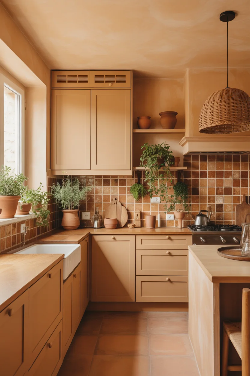 Warm Sand Kitchen With Terracotta Accents