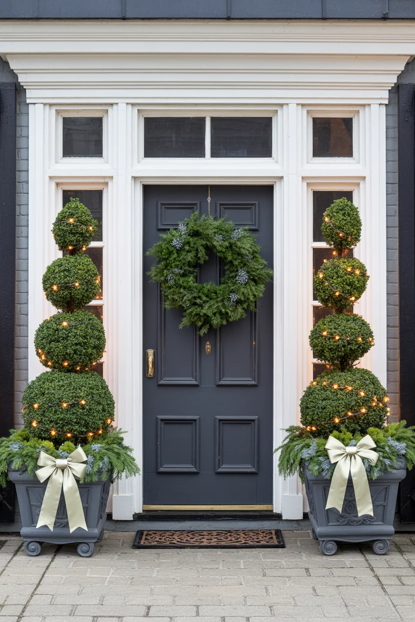 Elegant Topiaries with Lights