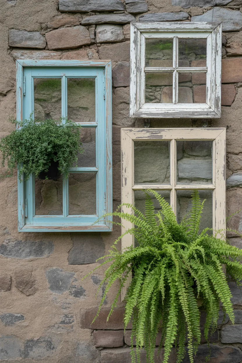 Repurposed Window Frame Garden Wall Art