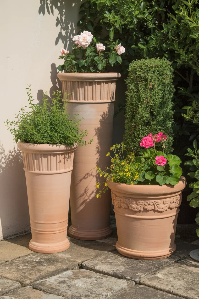 Salvaged Chimney Pot Planters