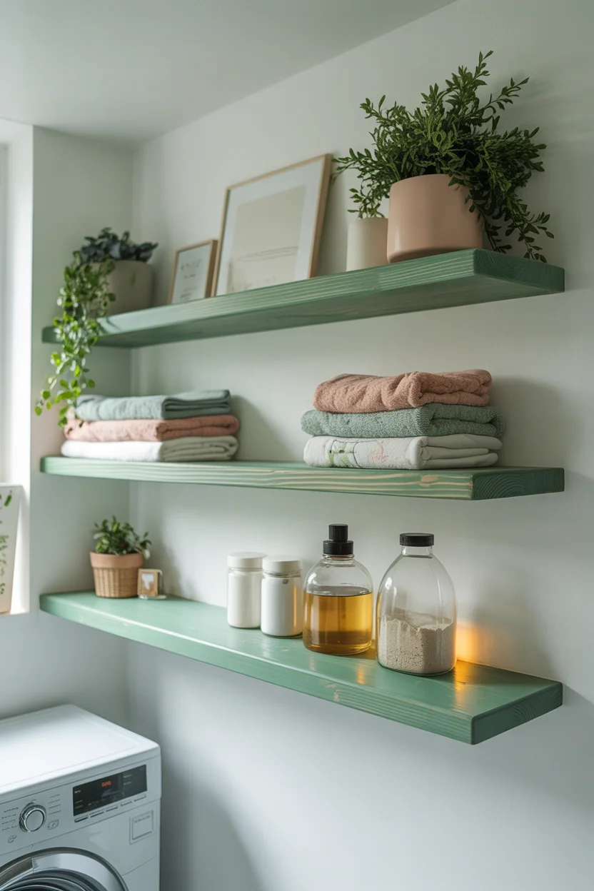 Pine Green Open Shelving