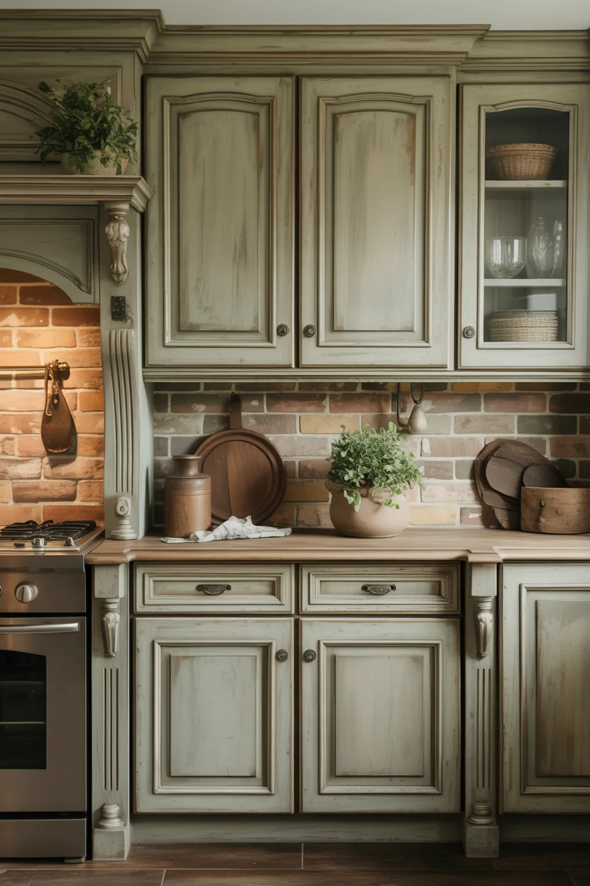 Rustic Wood Cabinetry with Distressed Finish