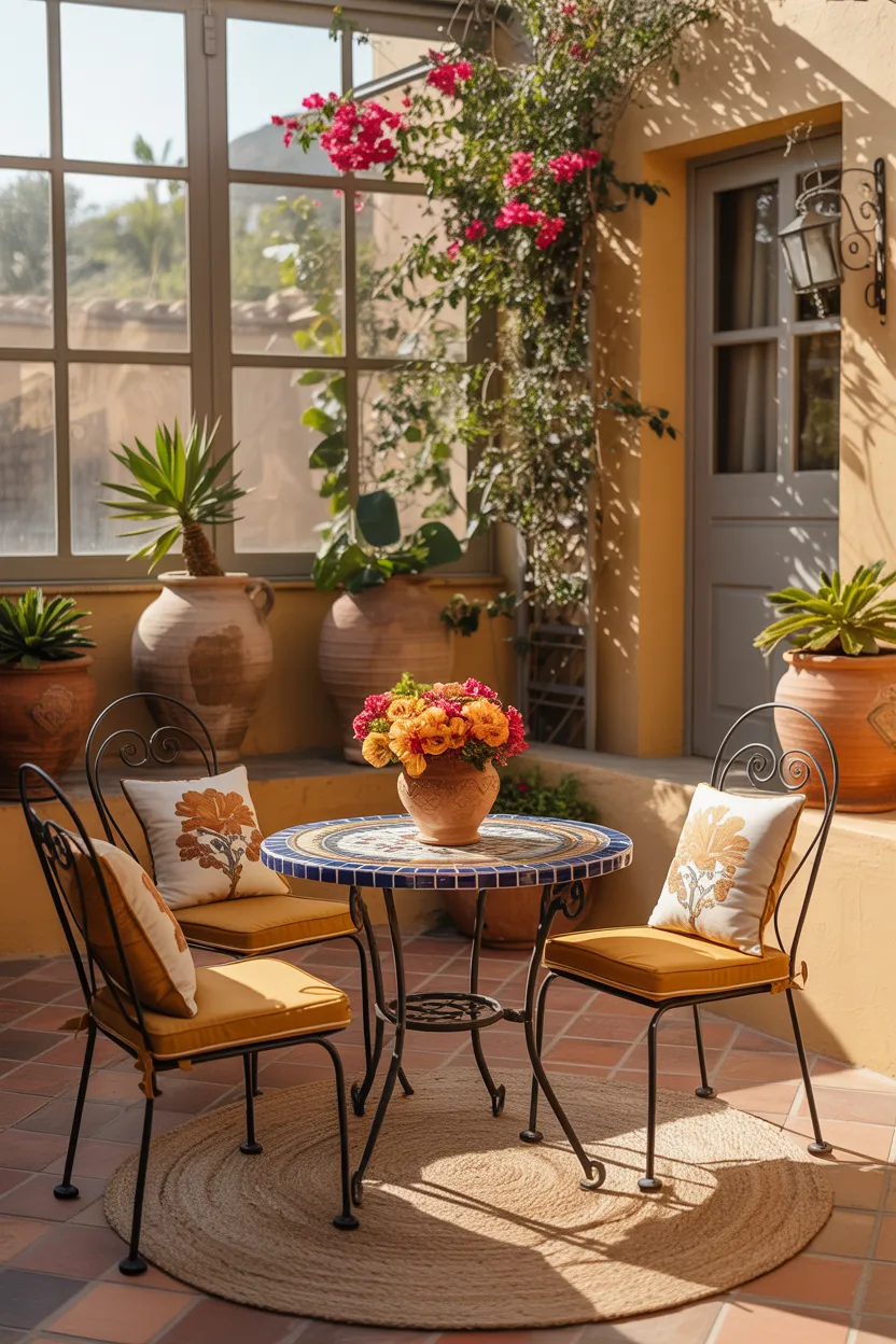 Sunroom With Terracotta Tones and Mediterranean-Inspired Décor