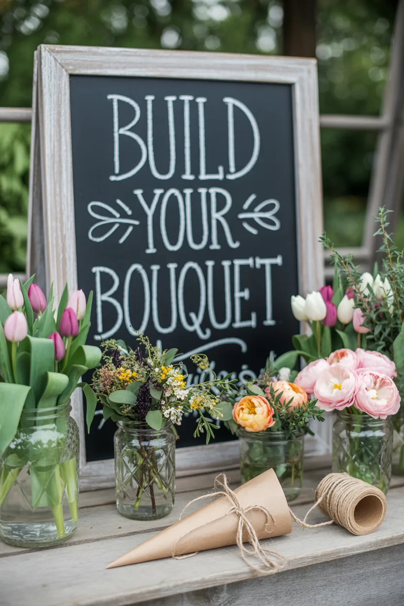 Chalkboard Sign Floral Table