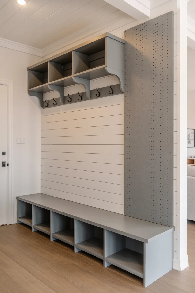 Build a Pegboard and Bench Entry Nook as a Combined Divider