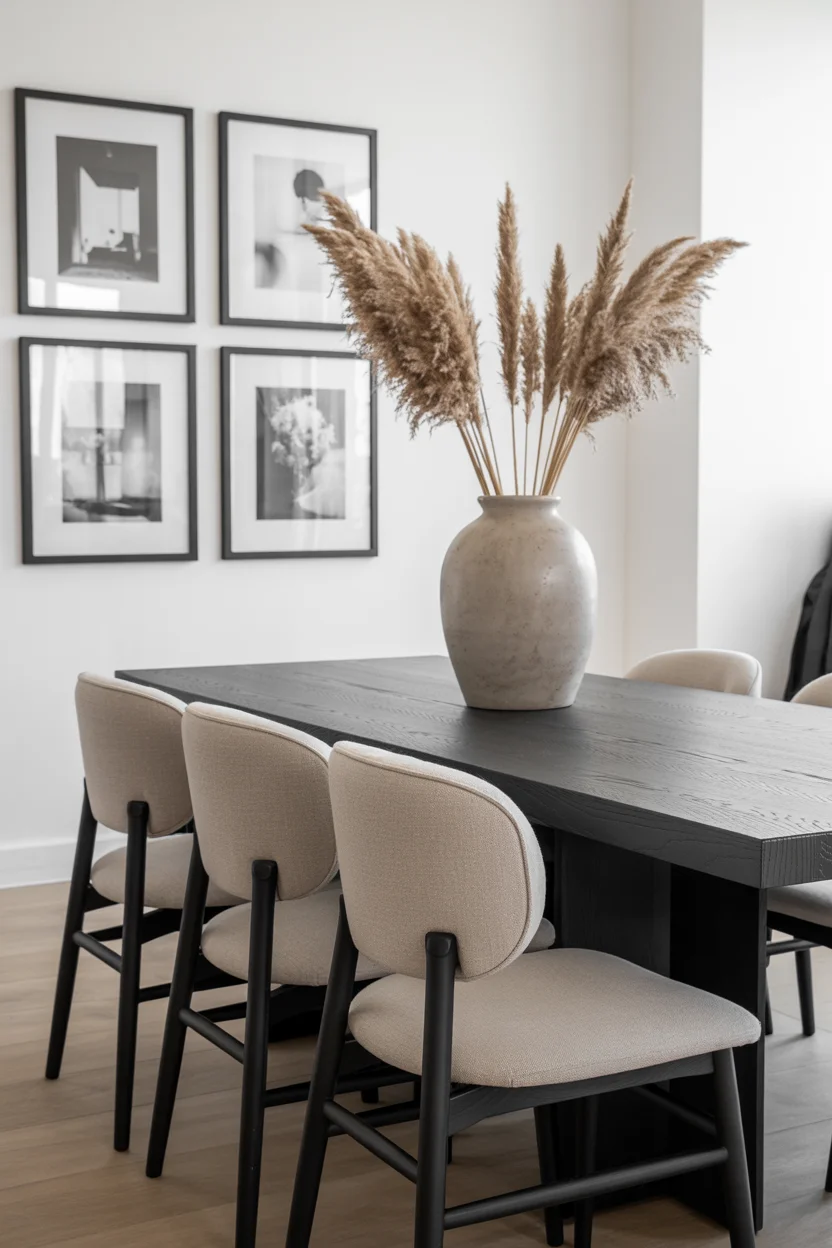 Neutral Linen Seating with Black Accents