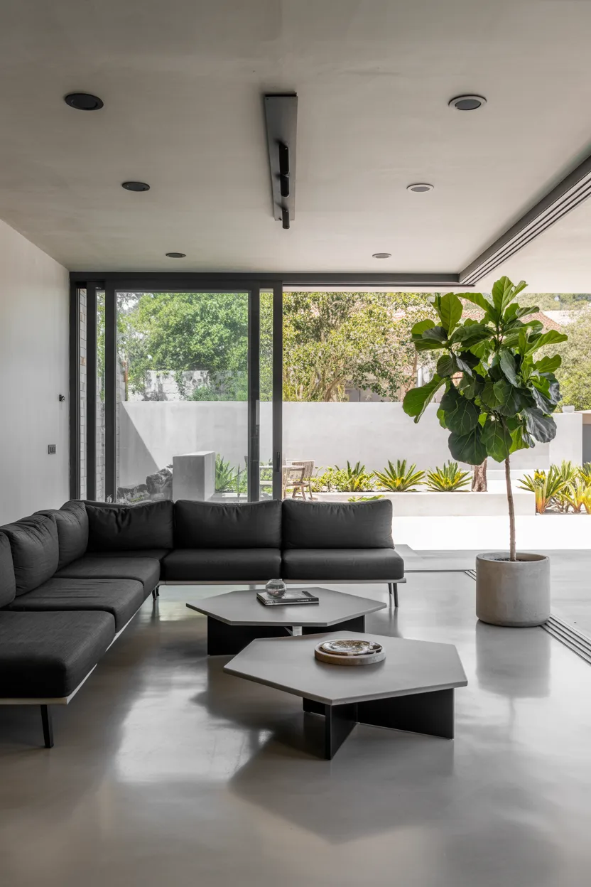  Contemporary Sunroom With Concrete Floors and Oversized Sofas