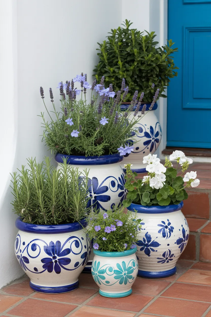 Mediterranean Blue Ceramic Pot Grouping