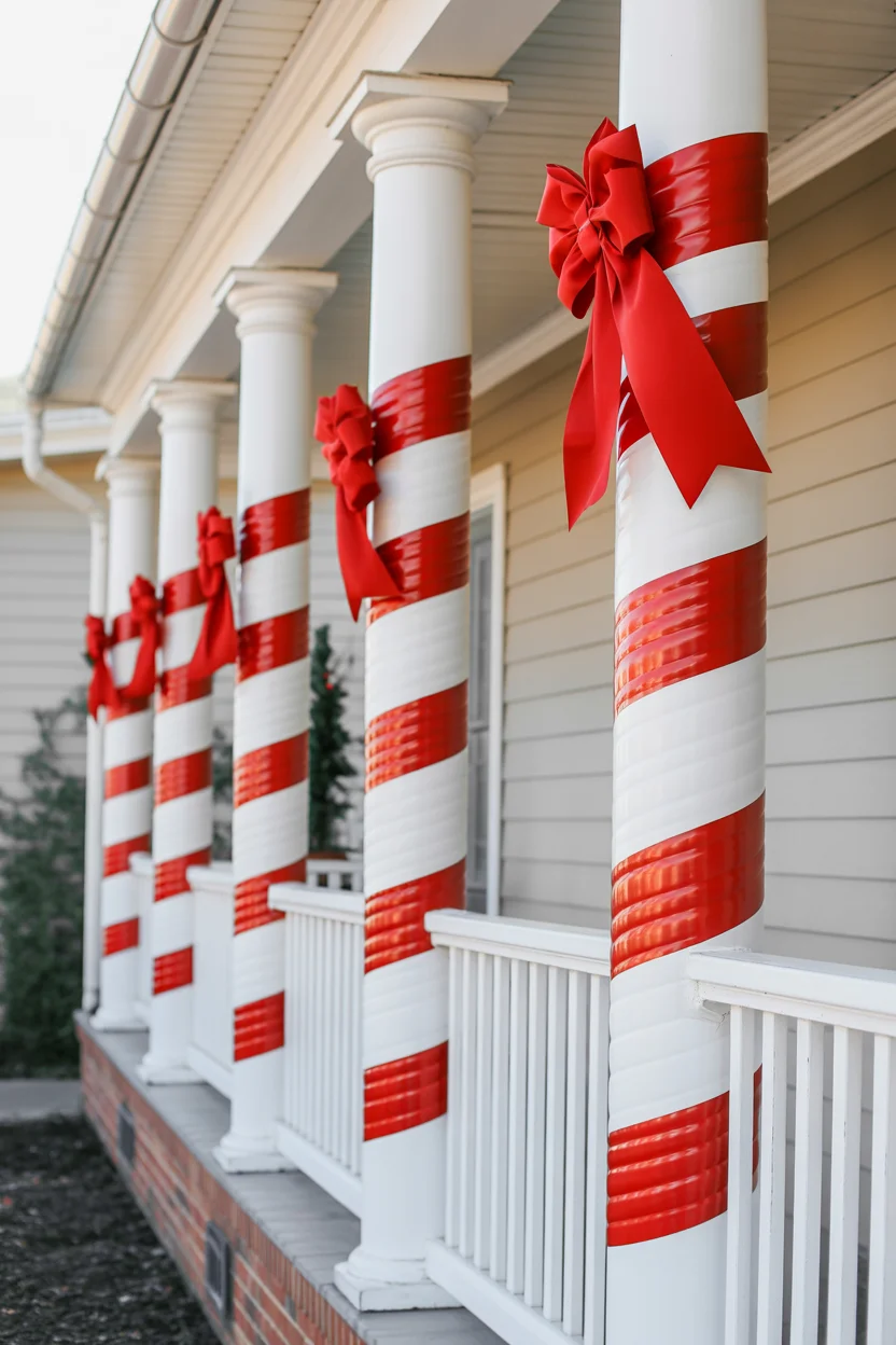 Candy Cane Porch Post Wraps