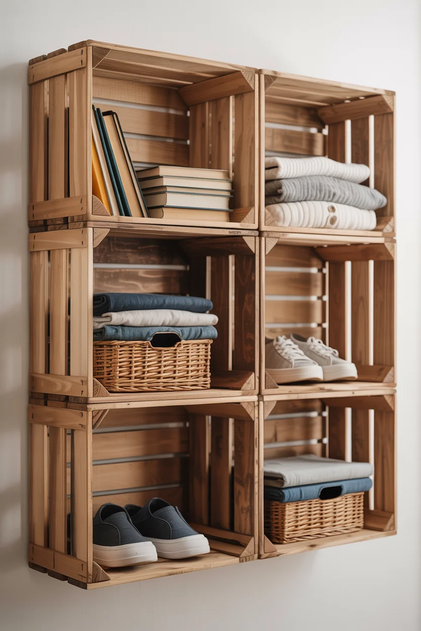 Build Crate Shelving for Rustic Storage
