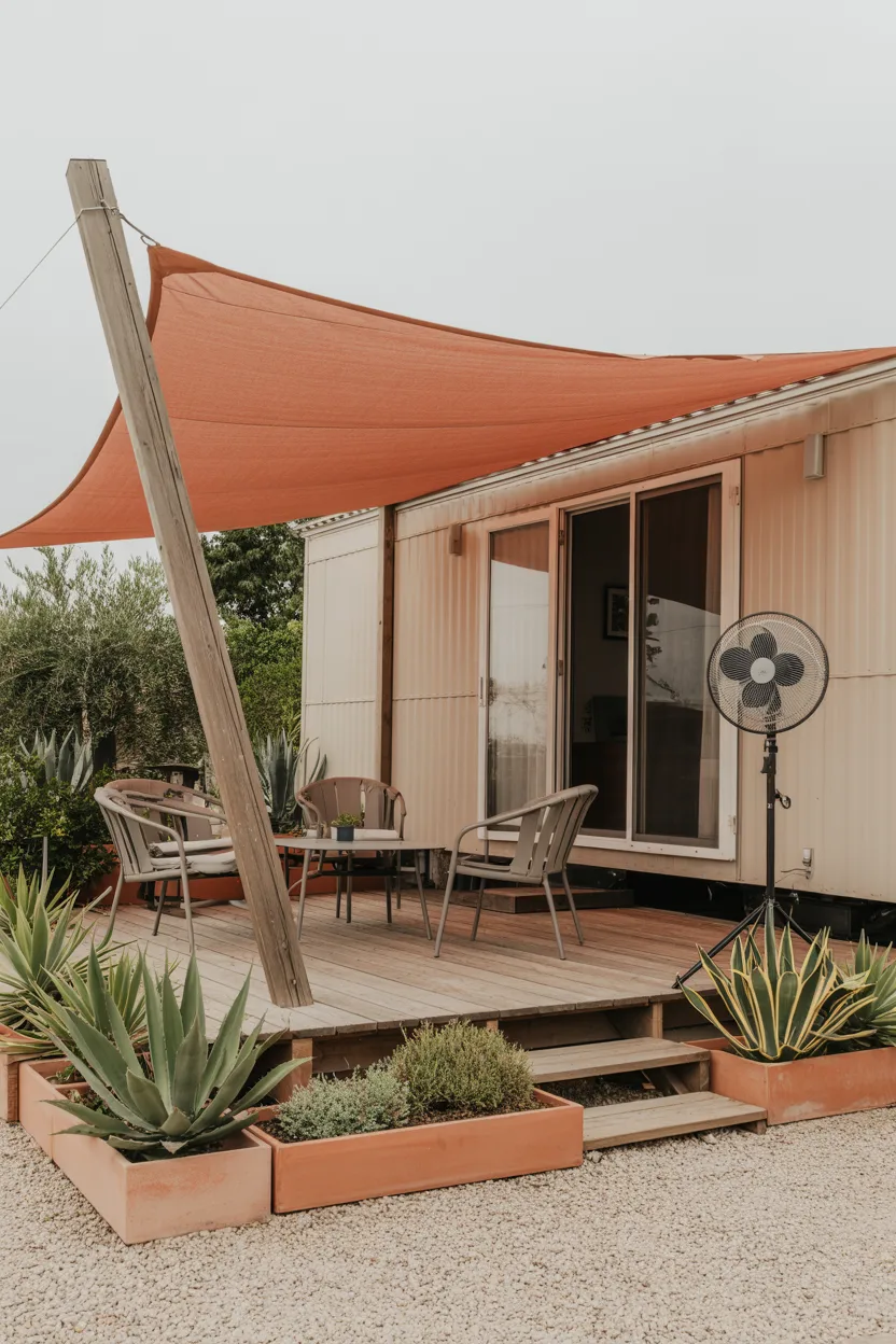  Shade Sail and Misting Fan Setup for Hot Climate Comfort