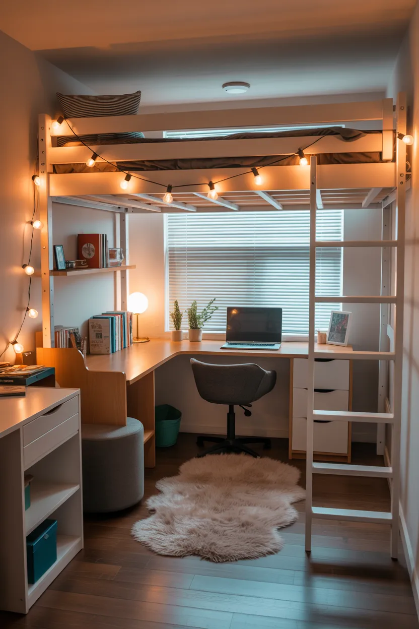  Dorm Room Ideas Use a Lofted Bed to Unlock Hidden Floor Space Below