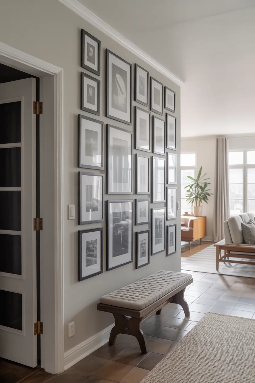 Hang a Gallery of Framed Art to Define the Entry Zone